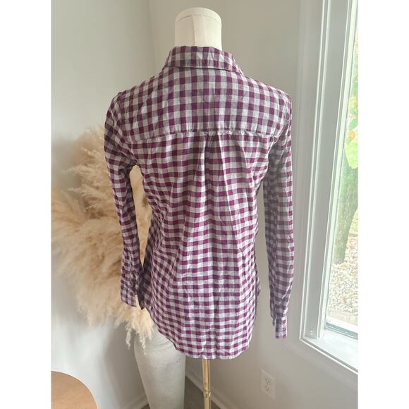 Madewell Women’s XS Gingham Plaid Mini Check Market Popover Button Front Top - Picture 7 of 9